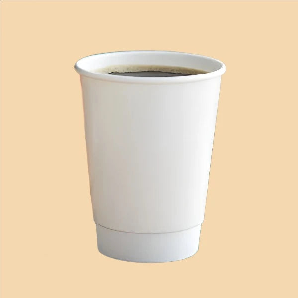 White Double Walled Paper Cup - 12 oz