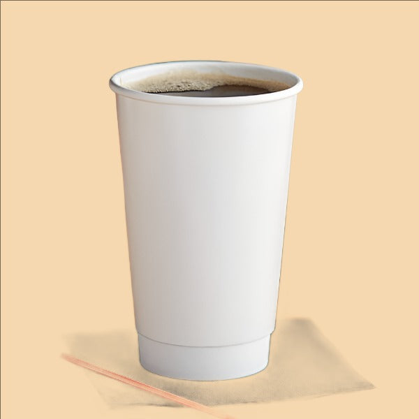 White Double Walled Hot Cups - 16oz
