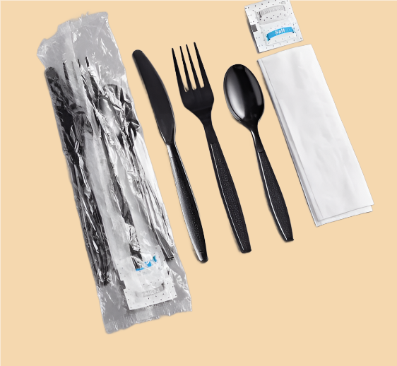 Black Plastic Cutlery Pack